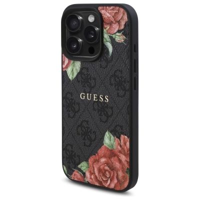 2. Guess GUHMP16XP4ROPEMCK iPhone 16 Pro Max 6.9" black/black hardcase 4G Flowers Print MagSafe