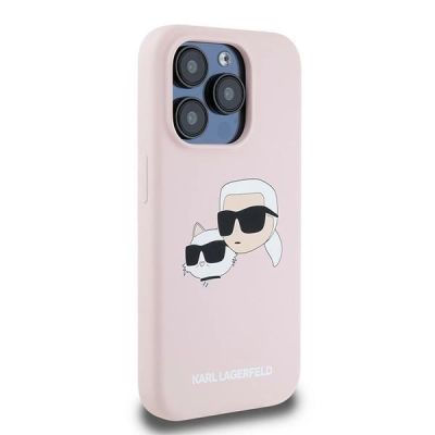 4. Karl Lagerfeld Silicone Karl&Choupette MagSafe Case for iPhone 15 Pro Max - Pink
