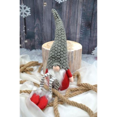 6. DECORATIVE GNOME WITH GRAY FUR HAT 50+25CM