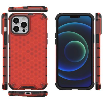 2. Honeycomb Case armor cover with TPU Bumper for iPhone 13 Pro Max red
