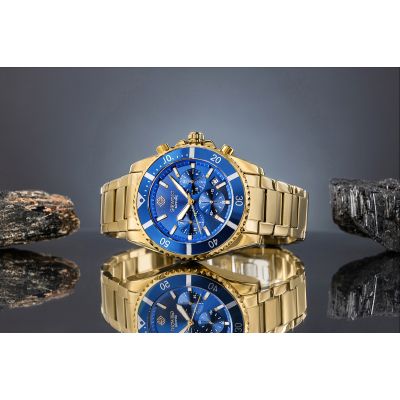 5. Men's Watch Giewont Chronograph Sapphire Gold Blue GW3970-B6