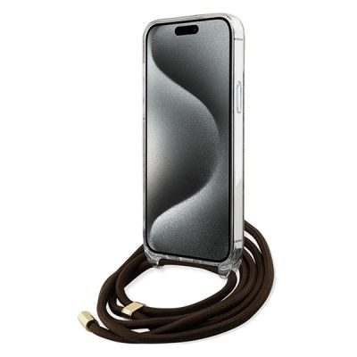 4. Guess Crossbody Cord 4G Print case for iPhone 15 Pro Max - brown