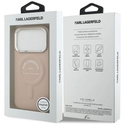 8. Karl Lagerfeld Embossed Open Ring RSG Logo MagSafe Case for iPhone 17 Pro / 18 Pro - Pink