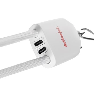 5. Activejet 3-in-1 white lanyard with charging cable. Available with various connectors: USB-C, Lightning Adapter, USB-A.