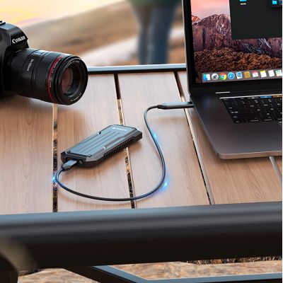 3. Orico OXS2C3-G2 M.2 NVMe/SATA SSD USB-C 3.2 Tactical Reinforced Disk Caddy - Gray