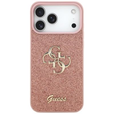 3. Guess Fixed Glitter Big 4G Case for iPhone 17 Pro Max - Pink