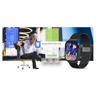 19. Smartwatch Gravity GT15-1 Black Silicone Strap + Black Bracelet