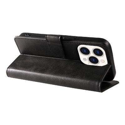 5. Leather Book Case for iPhone 16 Pro - black