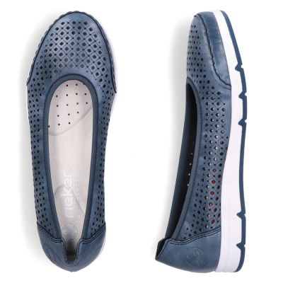 5. Rieker L3065-14 women's comfortable openwork blue ballet flats