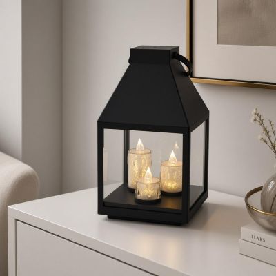 3. LED LANTERN 25CM 3 CANDLES SASKA GIFT & DECOR