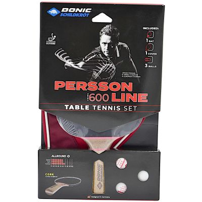 6. TABLE TENNIS RACKET COVER 3 BALLS SET PERSSON 600 DONIC