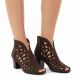 5. Women's suede ankle boots with openwork, open toe, brown M.Daszyński MR1954-15