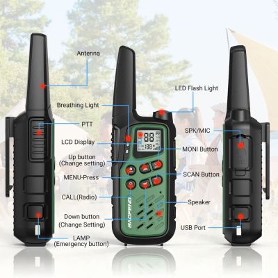 5. Baofeng BF-T25E walkie-talkie green, 2 pieces