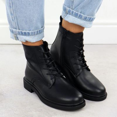 12. Sergio Leone BT25172-S Women’s Black Insulated Leather Worker Boots