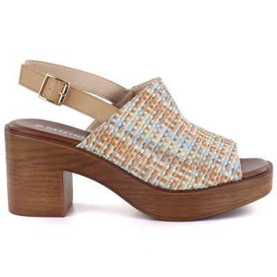 2. Women's wicker heeled sandals M.Daszyński MR23126-7