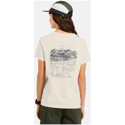 3. Women's short-sleeve ODLO crew-neck T-shirt COTTON BLEND THERE'S MORE OUT THERE, beige