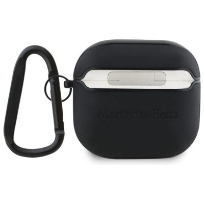 2. Mercedes MEA4CSLBK AirPods 4 cover black/black Leather Metal Logo