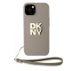 2. DKNY Wrist Strap Stock Logo case for iPhone 15 Plus - beige