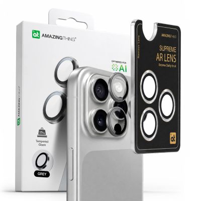 5. AmazingThing AR Aluminum 3 Lens Glass with Camera Lens Frame for iPhone 16 Pro / 16 Pro Max - Gray