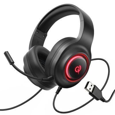 14. QCY V200 Pro Wired Gaming Headphones with 7.1 Sound and Detachable Microphone - Black