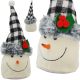 3. DECORATIVE SNOWMAN 20CM WITH A BLACK AND WHITE CHECKED HAT