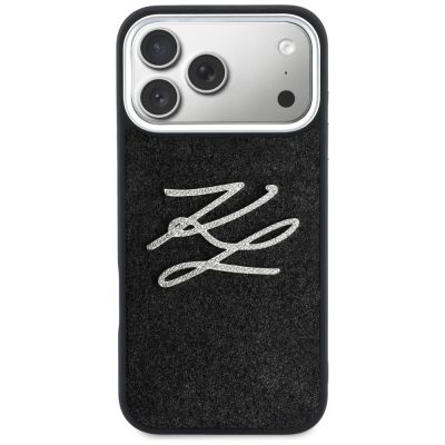 3. Karl Lagerfeld IML Glitter KL Diamond Logo Case for iPhone 17 Pro Max - Black