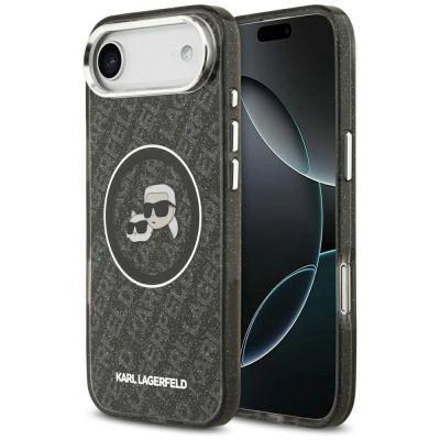 Karl Lagerfeld IML Glitter Karl & Choupette Heads Logo MagSafe iPhone Air Case - Black