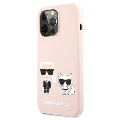 3. Karl Lagerfeld Silicone Ikonik Karl&Choupette MagSafe Case for iPhone 13 Pro Max - Light Pink