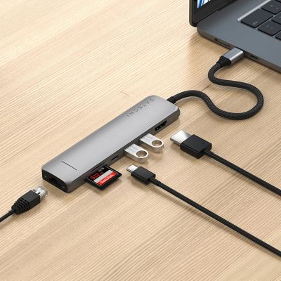 8. Satechi 7-in-1 USB-C Slim Multiport Adapter with Ethernet - Space Gray