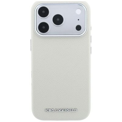 3. Karl Lagerfeld Grained Elongated Logo MagSafe Case for iPhone 17 Pro Max / 18 Pro Max - Beige