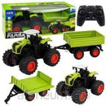 Tall Remote-Controlled RC Farm Tractor with Tipping Trailer, 1:16 Scale