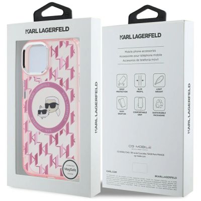8. Karl Lagerfeld IML Monogram Karl & Choupette Head MagSafe iPhone 15 Plus Case - Pink
