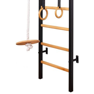 13. WOODEN AND METAL GYMNASTIC WALL BAR WITH WOODEN BAR AND ACCESSORIES BENCHK 211B A076