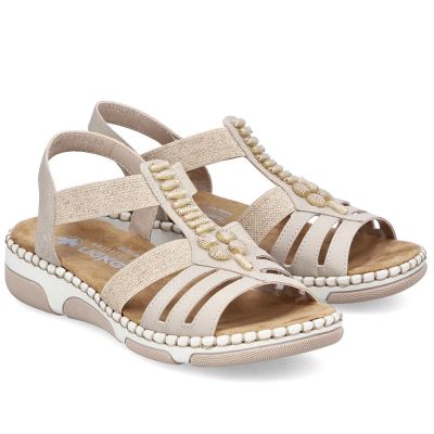 4. Women's beige wedge sandals Rieker 66201-62