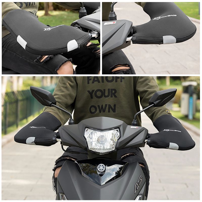 6. Rockbros D16-B Motorcycle-Compatible Windproof Waterproof Handlebar Gloves - Black