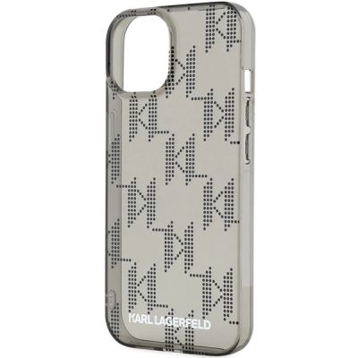5. Karl Lagerfeld IML Mono KL Pattern & Cord case for iPhone 15 / 14 / 13 - black