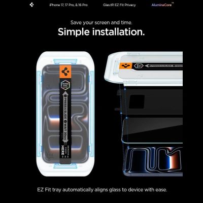 18. Spigen Glas.tR EZ Fit Privacy Tempered Glass for iPhone 16 Pro / 17 / 17 Pro - 2 pcs.