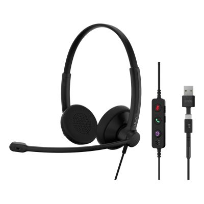 6. EPOS IMPACT 100 MS Stereo Wired On-Ear Headphones USB-C + USB-A