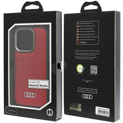 7. Audi Synthetic Leather case with MagSafe for iPhone 15 Pro - red