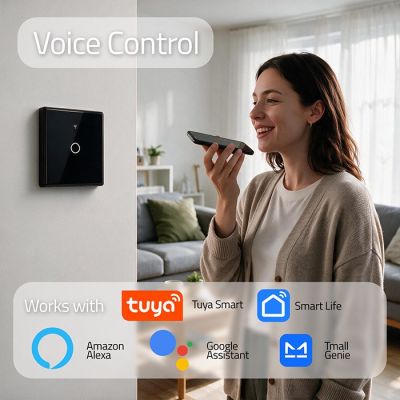 4. QOLTEC LIGHT ON/OFF SWITCH | TOUCH 1-CHANNEL | WI-FI | TIMER | TUYA | BLACK