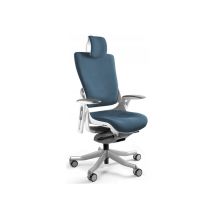 Wau 2 BL414 office chair, steelblue/white fabric