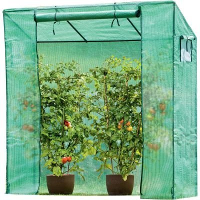 14. GREENHOUSE FOR TOMATOES AND CUCUMBERS 200x77x168-150CM PE GREEN
