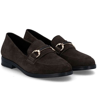 10. Women's brown suede leather loafers Rieker 46262-25