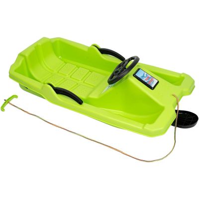 2. PLASTIC SLED WITH BRAKE AND HANDLEBAR ADAŚ 84x43x25CM GREEN