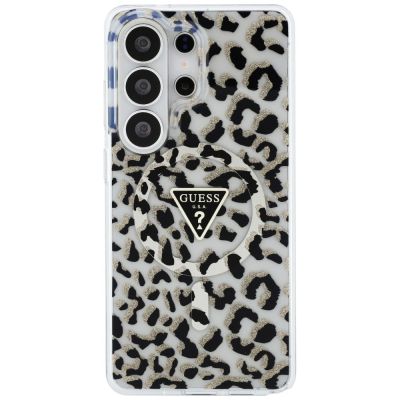 3. Guess IML Leopard Print Triangle MagSafe Case for Samsung Galaxy S26 Ultra - Black