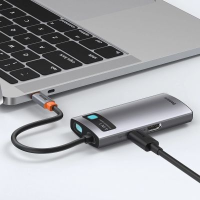 11. Baseus Metal Gleam 4in1 multifunctional HUB USB Type C - USB Type C Power Delivery 100 W / HDMI 4K 30 Hz / 1x USB 3.2 Gen 1 / 1x USB 2.0 (CAHUB-CY0G)