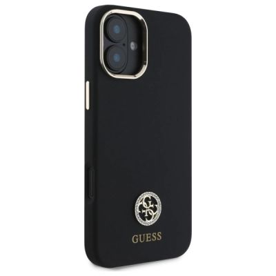4. Guess Silicone Logo Strass 4G Case for iPhone 16 - Black