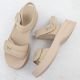 4. Women's sandals with thick soles and Velcro, beige Potocki 105300