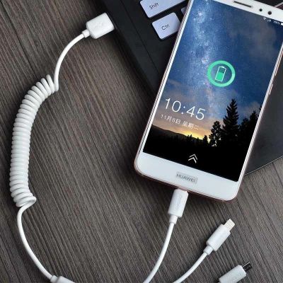 6. Dudao car kit charger 2x USB 2.4A + cable USB 3in1 Lightning / Type C / micro USB cable white (R7 white)