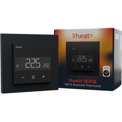 Heatit WiFi6 Black Matt Wi-Fi Thermostat 3600W 16A